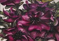 Anemoni color viola dipinti olio su tela