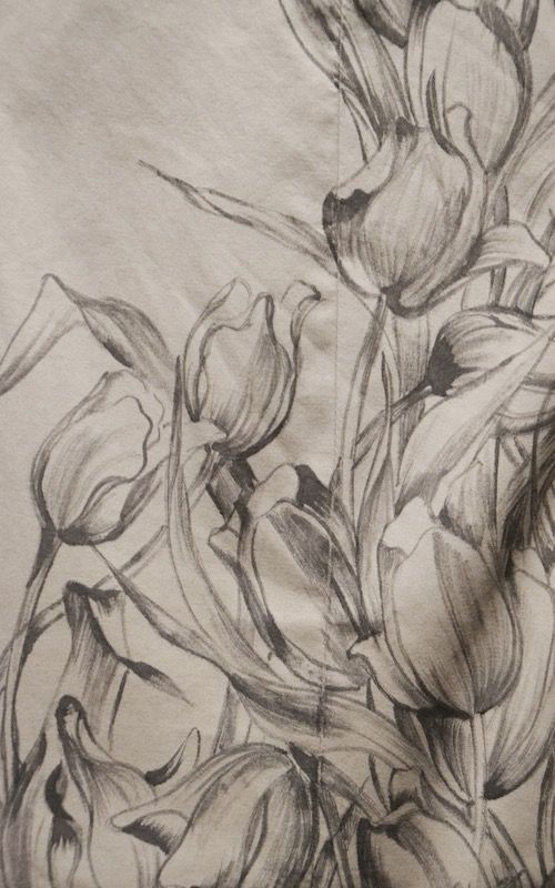 Gilet da uomo elegante decorato con dipinti a mano fiori di tulipano - dettaglio